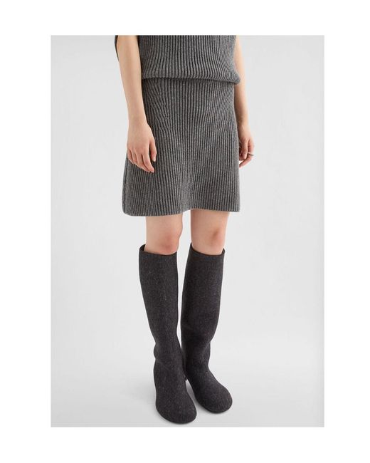 Jil Sander Gray Knit Mini Skirt