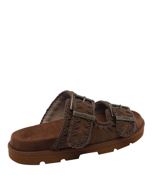 Mou Brown Bio Buckled Flat Sandals