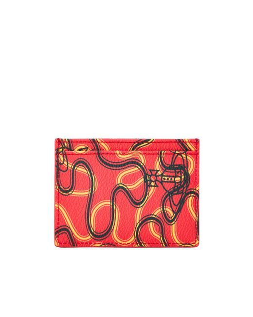 Vivienne Westwood Red Classic Logo Card Holder for men