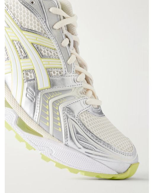 Asics White Rubber And Metallic Mesh Sneakers