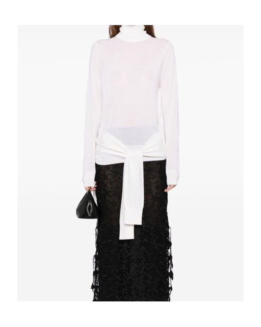 Totême  White Totême Double-Sleeve Turtleneck Top