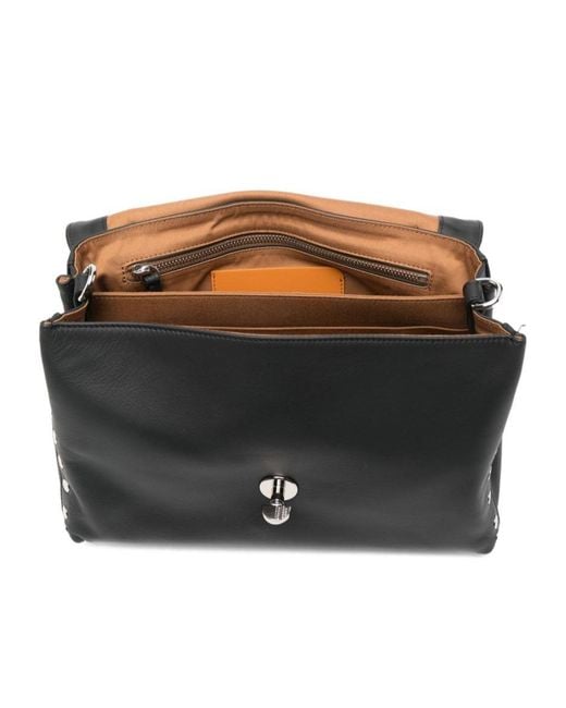 Zanellato Black Small Studded Shoulder Bag