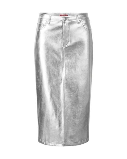 Staud Gray Logo Skirt