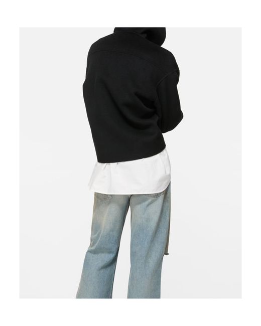 Acne Black Hooded Zip-Up Sweater for men