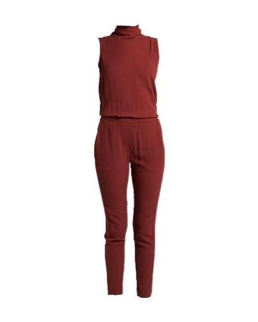 Brunello Cucinelli Red Solid-Color Sleeveless Jumpsuits