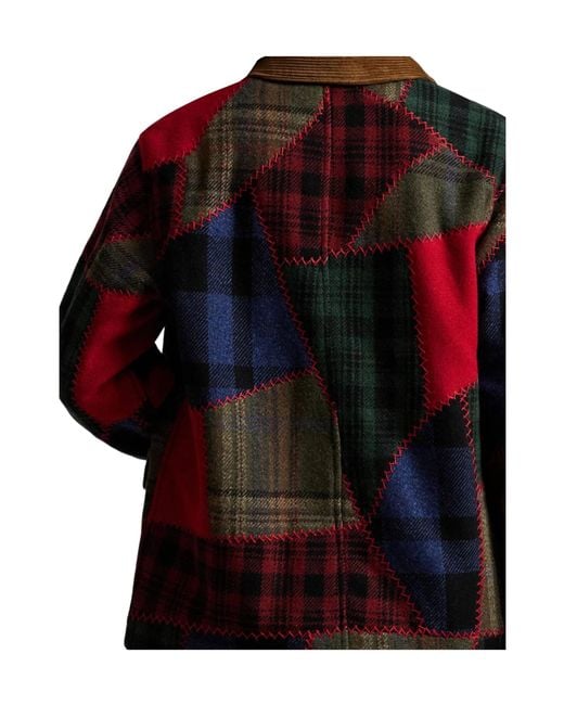 Polo Ralph Lauren Red Patchwork Corduroy-Collar Jacket