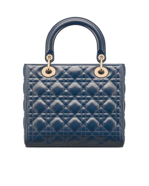 Dior Blue Medium Lady Logo Shoulder Bag