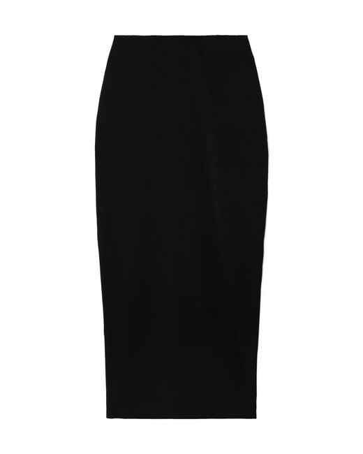 St. Agni Black Frayed Wool-Blend Twill Maxi Skirt
