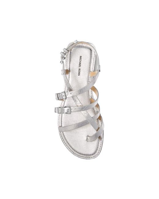 Michael Kors White Michael Darrington Crackled Sandals