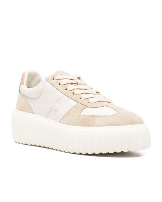Hogan White H-Stripe Platform Laxe-Up Sneakers