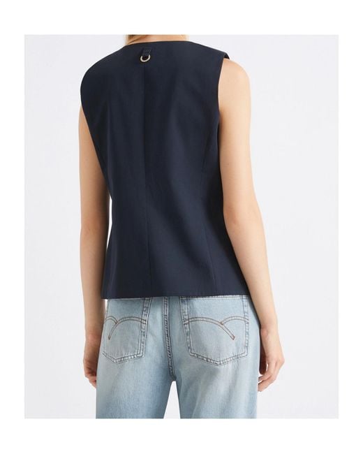 Marella Blue Cotton Gabardine Gilet
