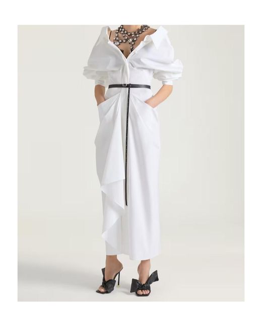 Givenchy White Slashed Long-Sleeve Shirt Dress