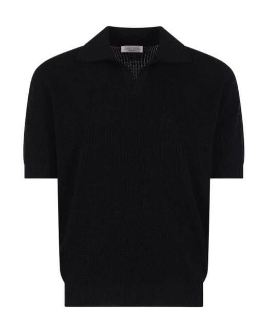 Roberto Collina Black Open-Knit Short-Sleeve T-Shirt for men