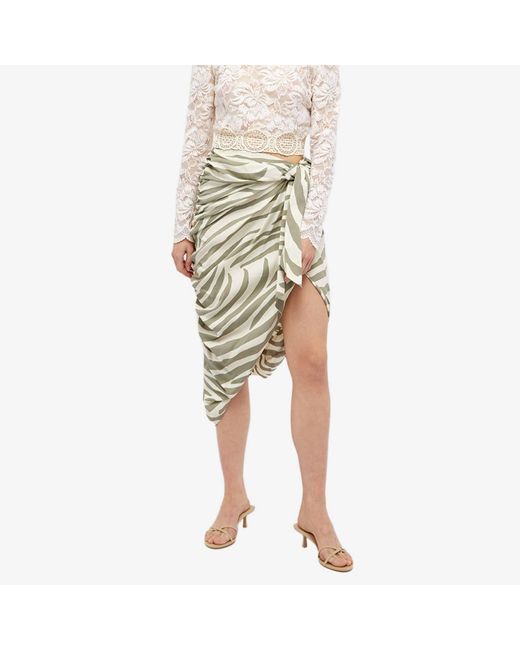 Balmain White Zebra-Print Midi Skirt