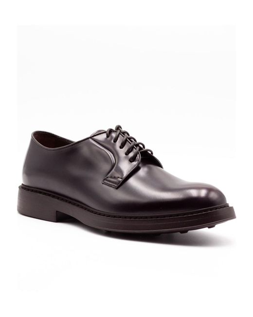 Doucal's Black Round-Toe Derby Shoes for men