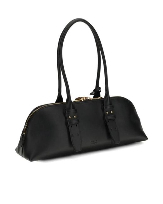 Pinko Black Large Bowling Baguette Shoulder Bag