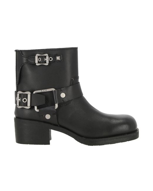 Ash Black Round-Headed Short Boots
