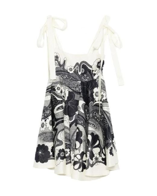 ALÉMAIS Blue Mickey Floral-Print Mini Dress