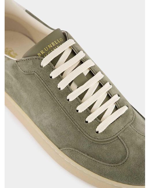 Brunello Cucinelli Green Low Top Lace-Up Sneakers for men