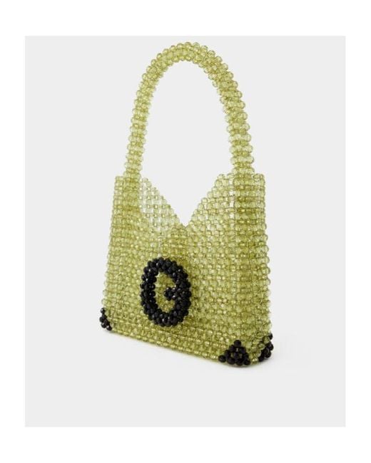 Germanier Green Beaded Hobo Shoulder Bag