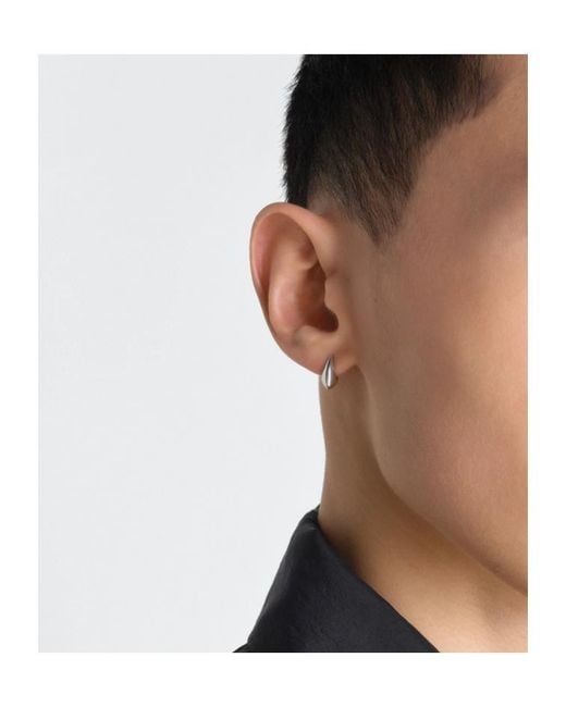 Lemaire White Micro Drop Small Hoop Earrings for men