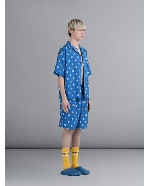 Marni Blue Gram Elastic Waist Bermuda Shorts for men
