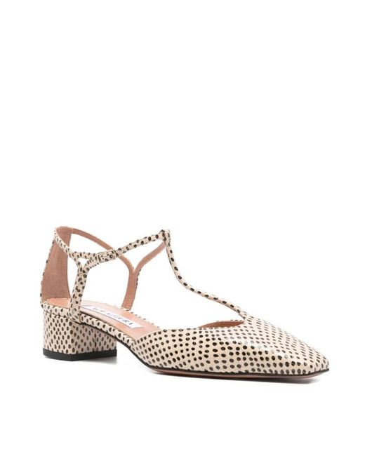 Aquazzura White T-Strap Patterned Pumps