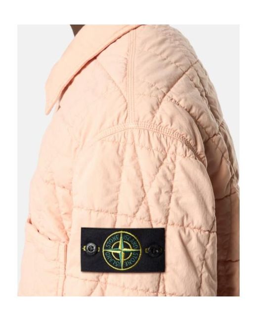 Stone Island Pink Quilted Logo-Patch Padded Jacket for men