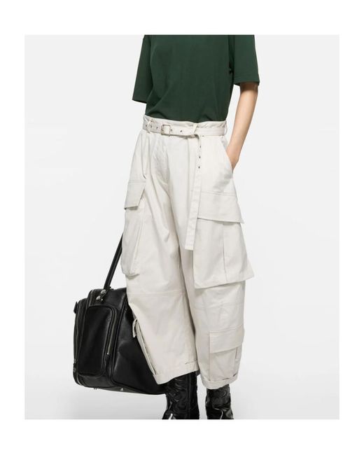 Acne Natural Cargo Trousers With Belt