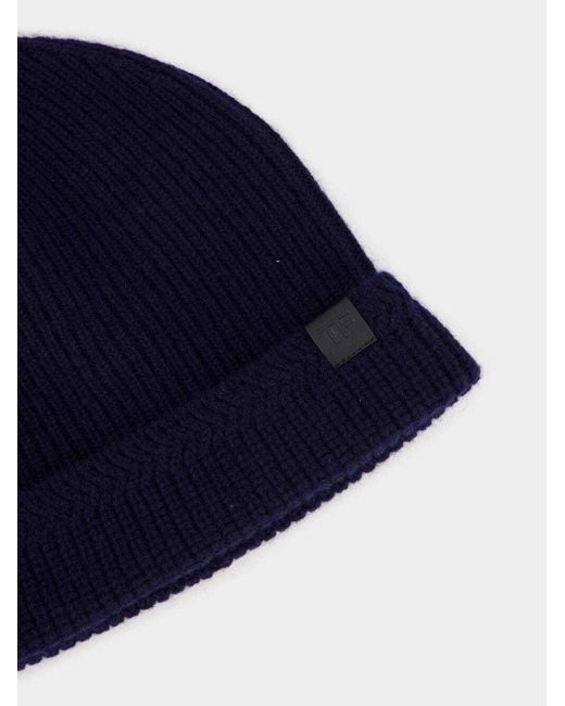 Tom Ford Blue Tf Patch Ribbed Beanie for men