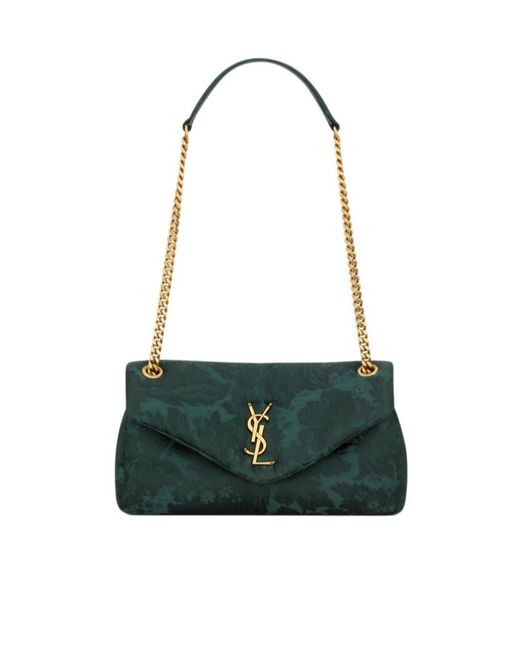 Saint Laurent Green Calypso Jacquard Small Shoulder Bag