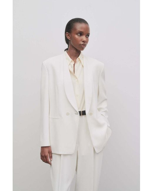 The Row White Alda Double-Breasted Suit Jacket