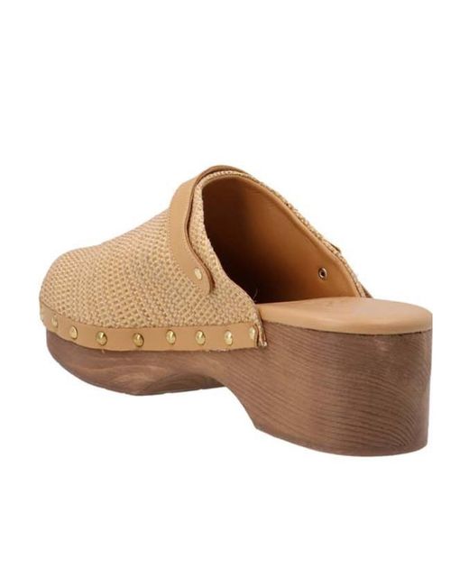 Ancient Greek Sandals Brown Classic Studded Buckle Clogs