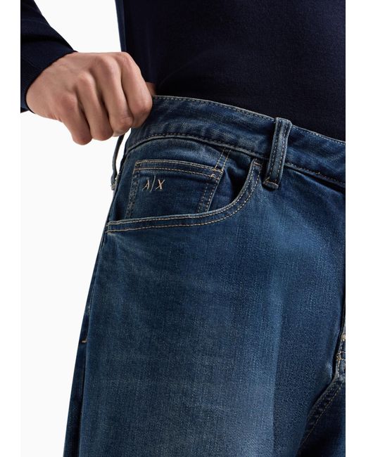 ARMANI EXCHANGE Blue Belt-Loop Jeans for men