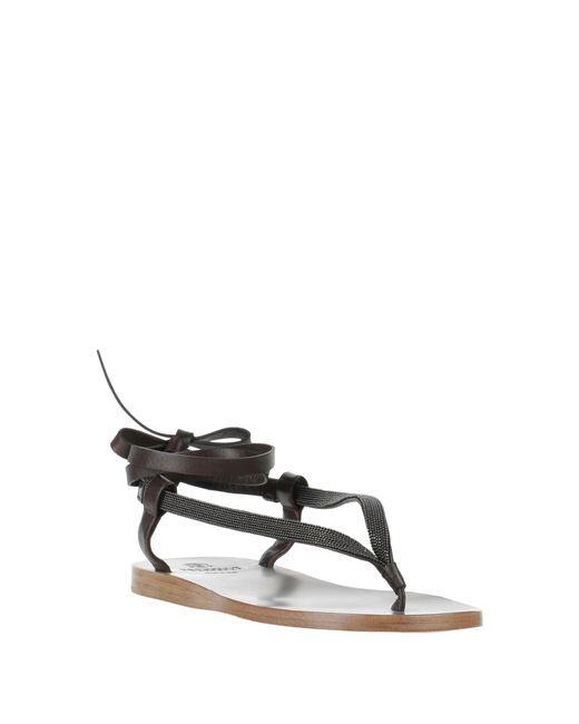 Brunello Cucinelli Brown Leather Flip-Flops