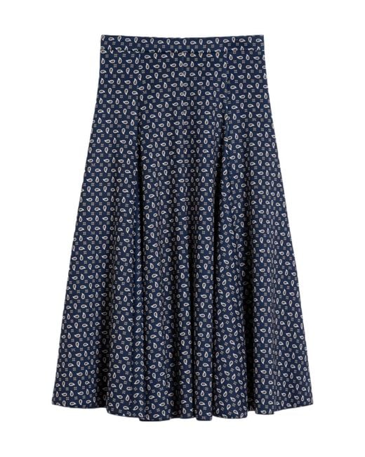 Max Mara Blue Printed Midi Skirt