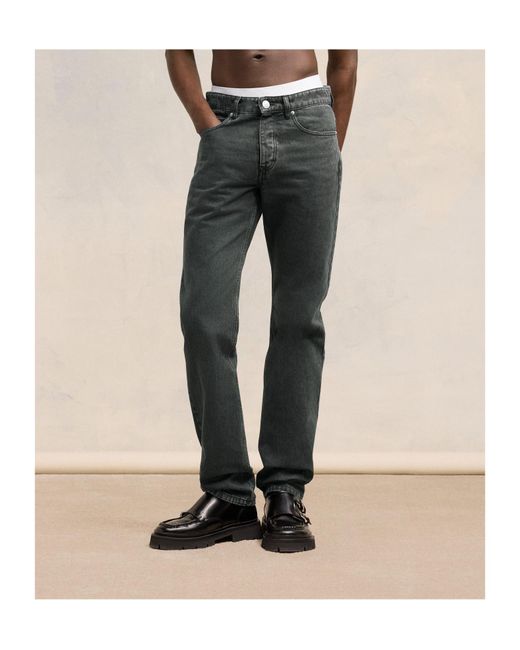 AMI Gray Logo-Patch Jeans for men