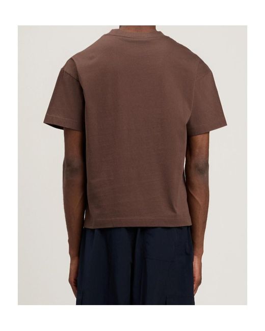 Palm Angels Brown Spray Bear Printed Crewneck T-Shirt for men