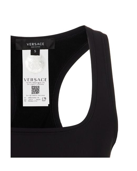 Versace Black Medusa Motif Scoop-Neck Bra