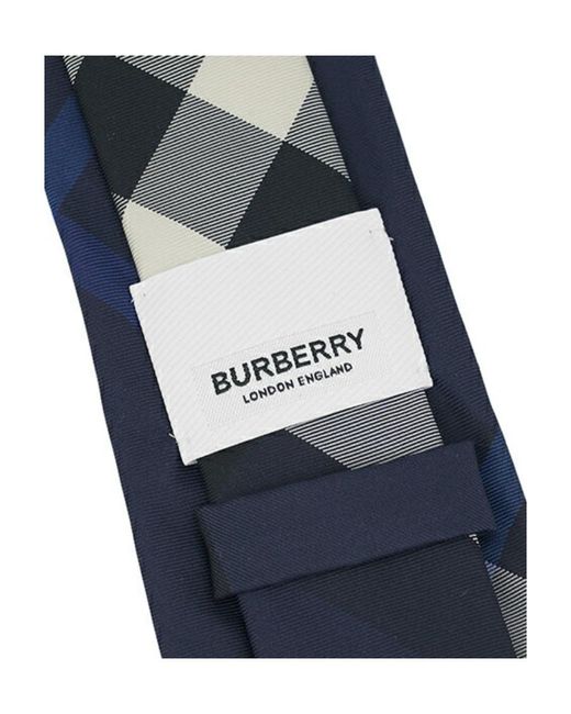 Burberry Blue Checked Pointed-Tip Tie for men