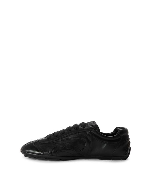 Prada Black Montacarlo Leather Low-Top Trainers for men
