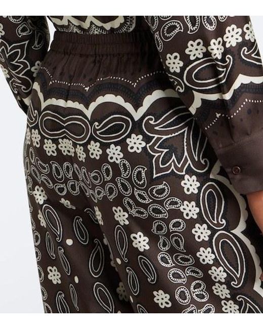Nili Lotan Black Morgan Printed Silk Twill Wide-Leg Pants