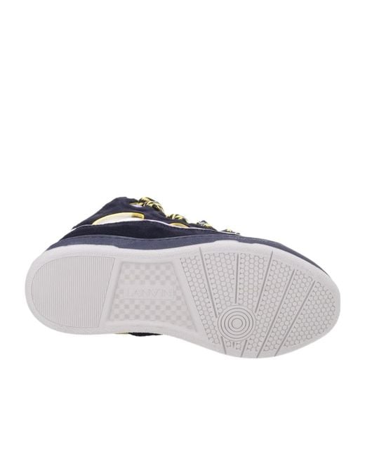 Lanvin Blue Curb Cut-Out Braided Sneakers