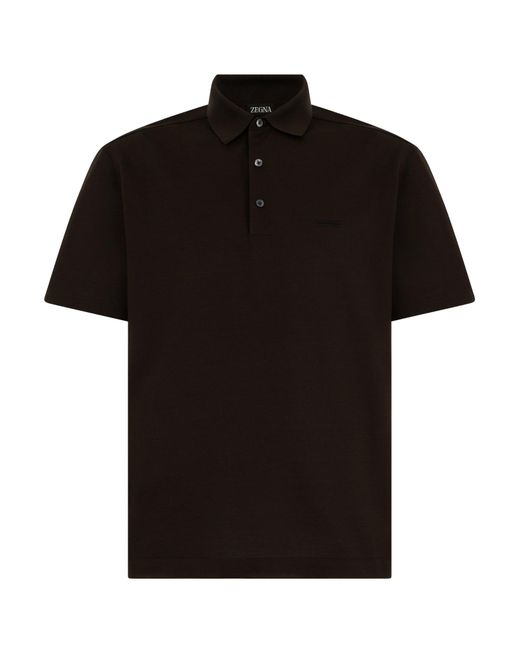 Zegna Brown Short-Sleeve Polo Shirt for men