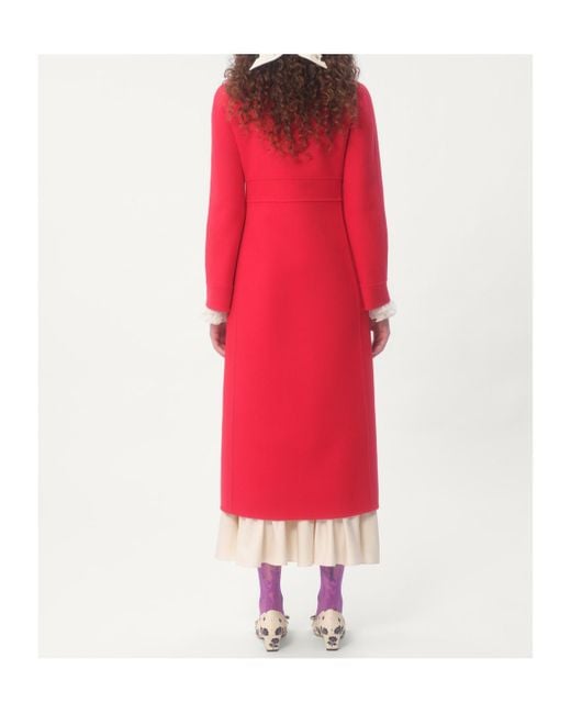 Valentino Red Double-Breasted High Neck Coat