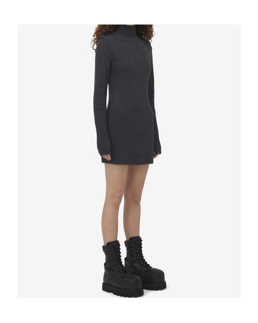 McQueen Blue Ribbed Knit Mini Dress