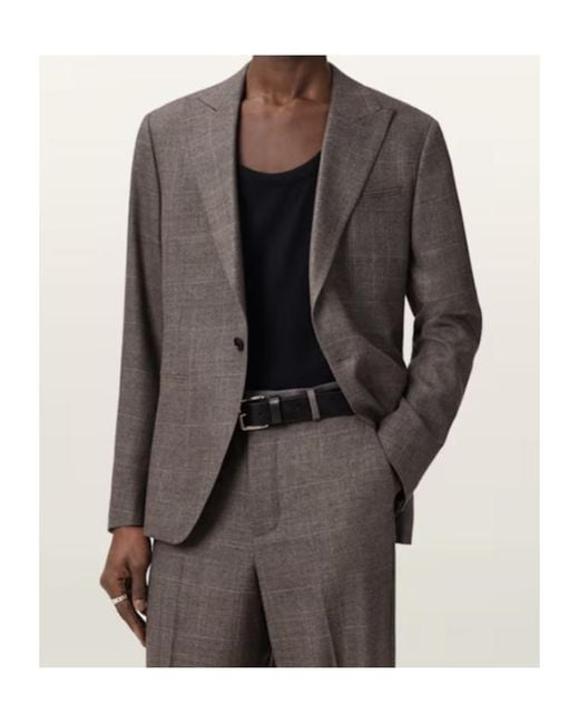 AllSaints Brown Clover Single Breasted Blazer for men