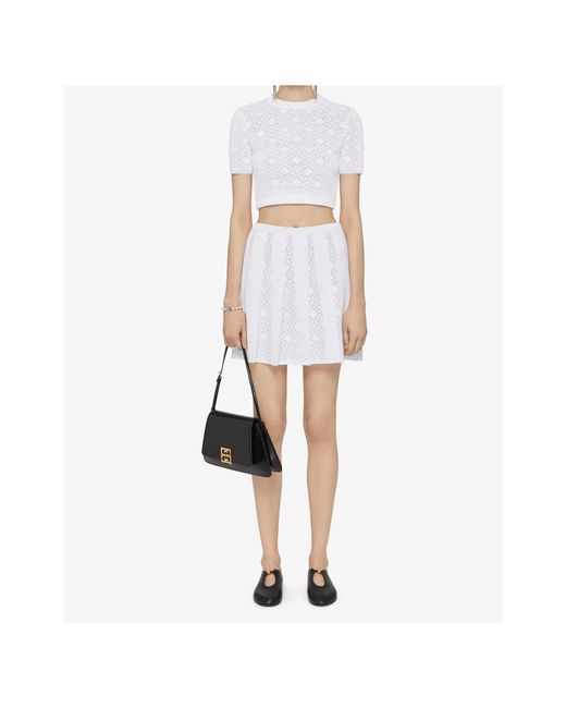 Givenchy White Monogram 72 Jacquard Short-Sleeve Knit Top