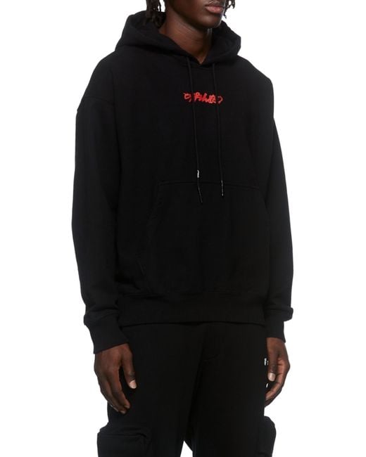 Off-White c/o Virgil Abloh Black Logo-Print Arrow Painterly-Print Hoodie for men