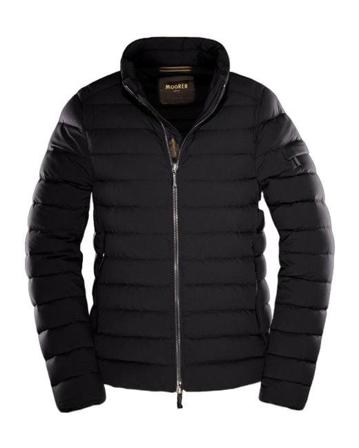 Moorer Black Long Sleeve Cotton Coat for men